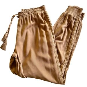 Hello Nite Tan Embroidered Jogger Lounge Pant Size XS